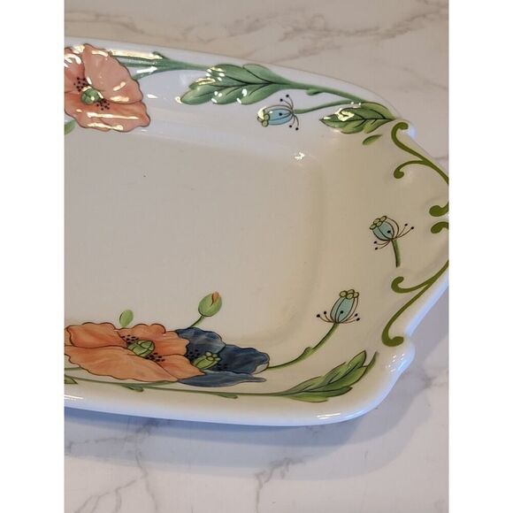 Villeroy & Boch AMAPOLA Poppies Butter Dish/Plate 8.3/8" x 6 1/4" Rectangle GUC - Picture 3 of 6